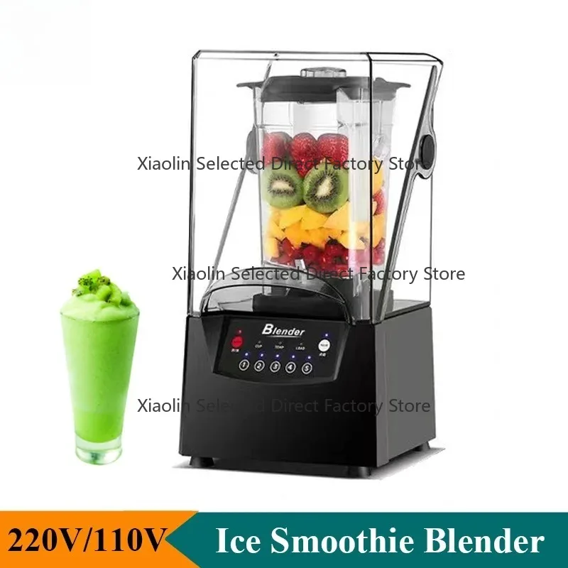 Ice Crushing Commercial Blender With Soundproof Cover Multifunctional Smo othie Maker For Cold Fruit Juice Kitchenware