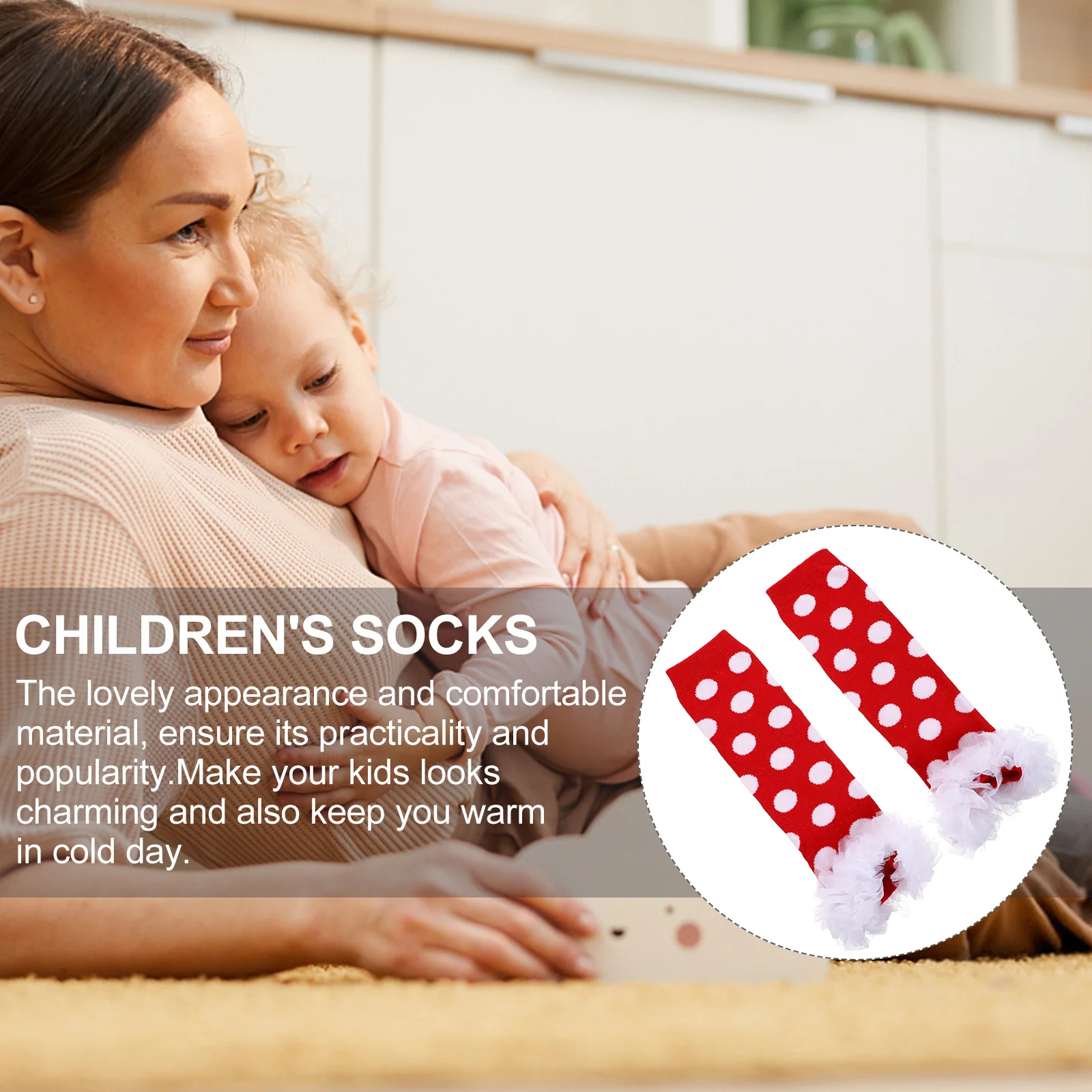 1 زوج الطفل جورب يغطي جميل نقطة نمط الدانتيل تصميم الشتاء الدافئة الساق الكفة للأطفال الصغار تنفس القطن جوارب السيقان التمهيد الكفة #2