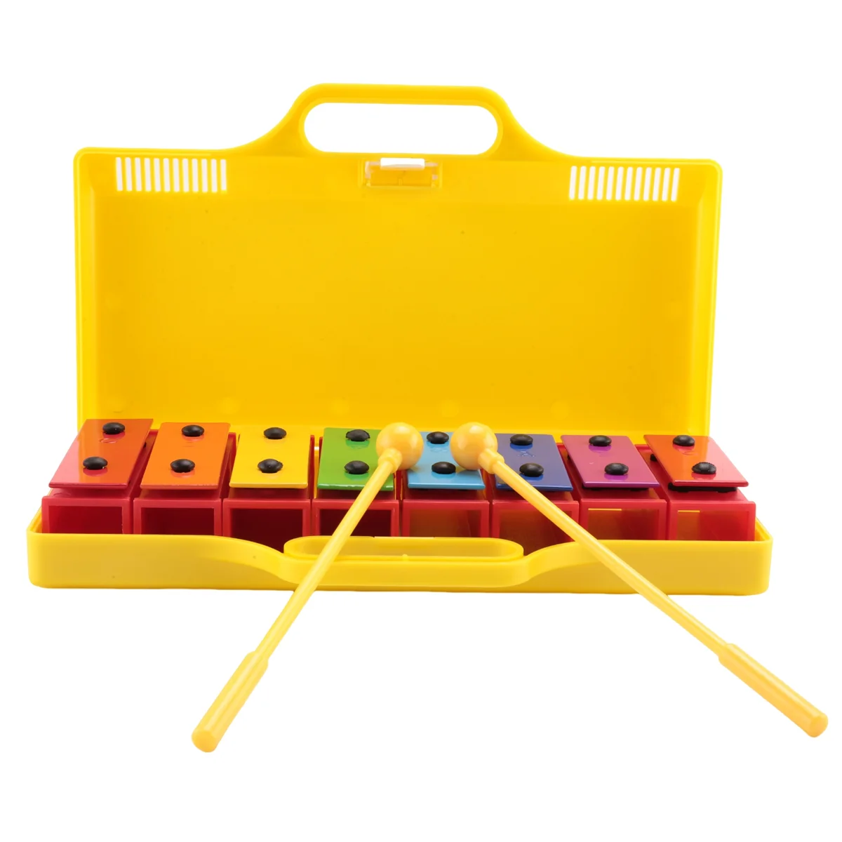 ABVE-8 notas campanas resonadoras de xilófono Glockenspiel cromático con estuche amarillo