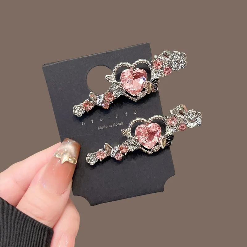 Elegant Heart Diamond Hair Clips Exquisite Ladies Bangs Clips Sweet Teenage Girls Hairpin Girlfriend Birthday Gifts