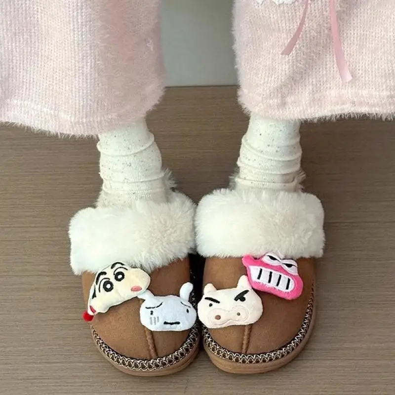 Cartoon Crayon Shin Chans Plush Doll Non-Slip Slippers Kawaii Warm Home Shoes Cute Outdoor Windproof and Cold-Proof Cotton Shoes