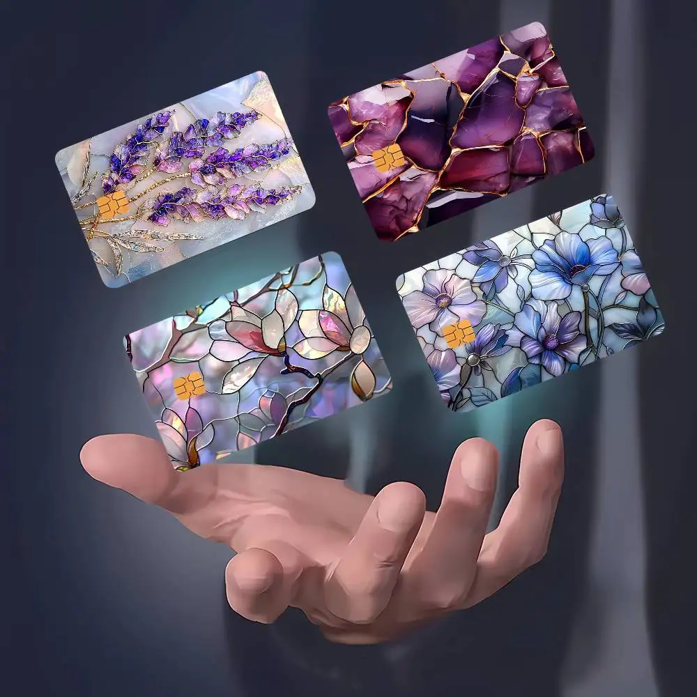 New Flower Window GrilleDecorative Waterproof Film Skin Cover Credit Card Stickers Debit Front  Bank Bus Pass