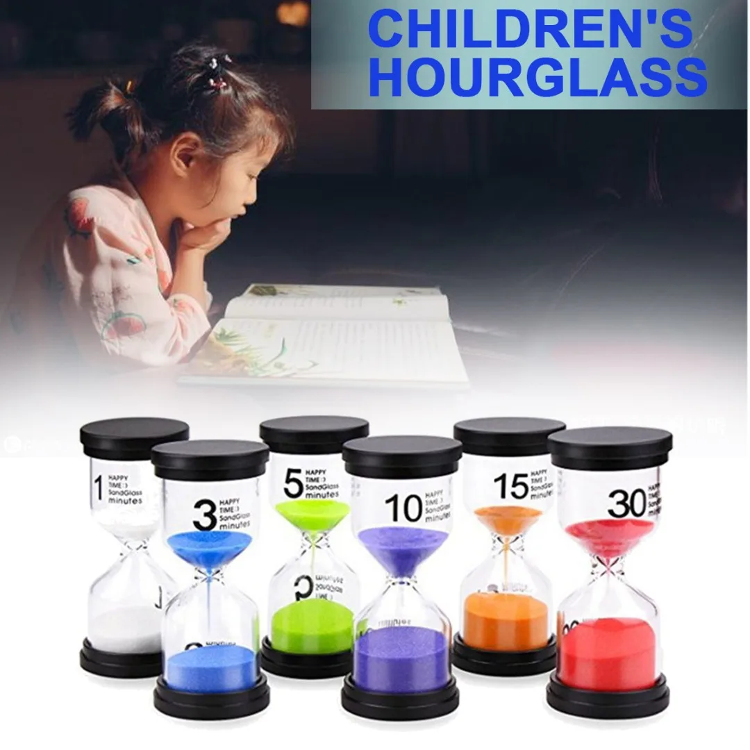 New 6pcs 1/3/5/10/15/30 Minute Timing Hourglass High Quality Kitchen Clock Set Sandglass Sand Timer Home Decoration