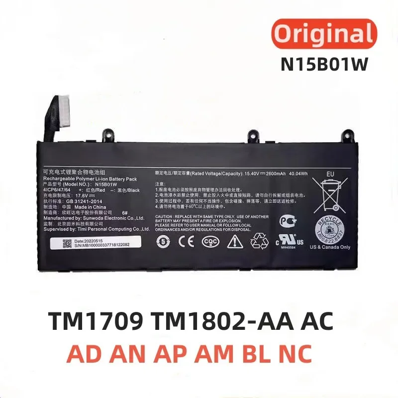 

100%Original 2600mAh 15.4V for Xiaomi N15B01W Ruby 15.6 TM1709 TM1703 TM1802-AA AB AC AD AM AN AP BL NC Laptop Battery