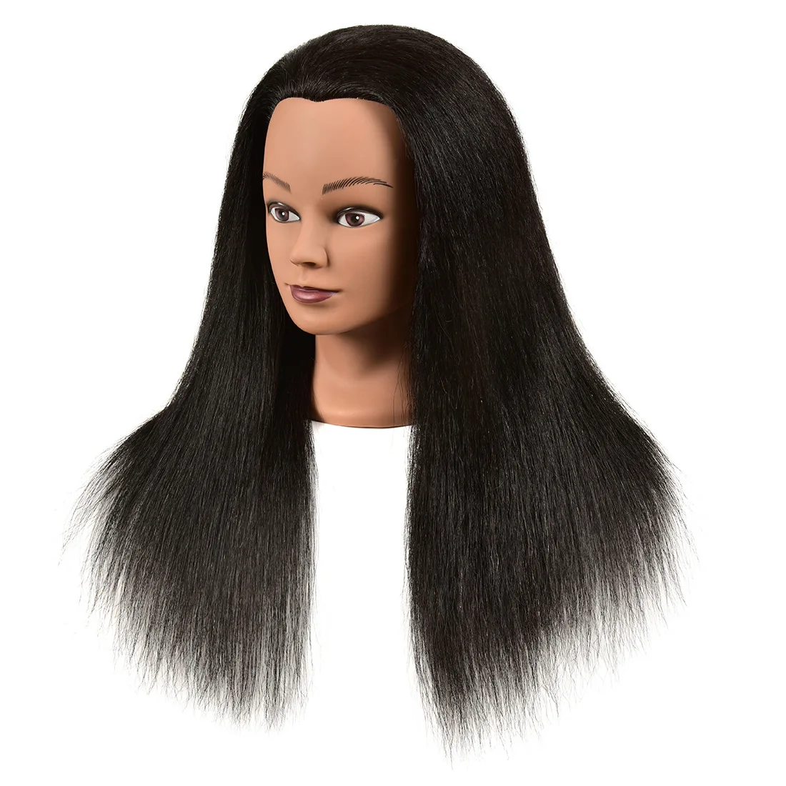 100% Cabelo Humano Preto Escuro Face Mold Cabeça Virtual Teaching Cabeça Modelo De Malha Cabelo Perm, Tintura, Cabelo Blow