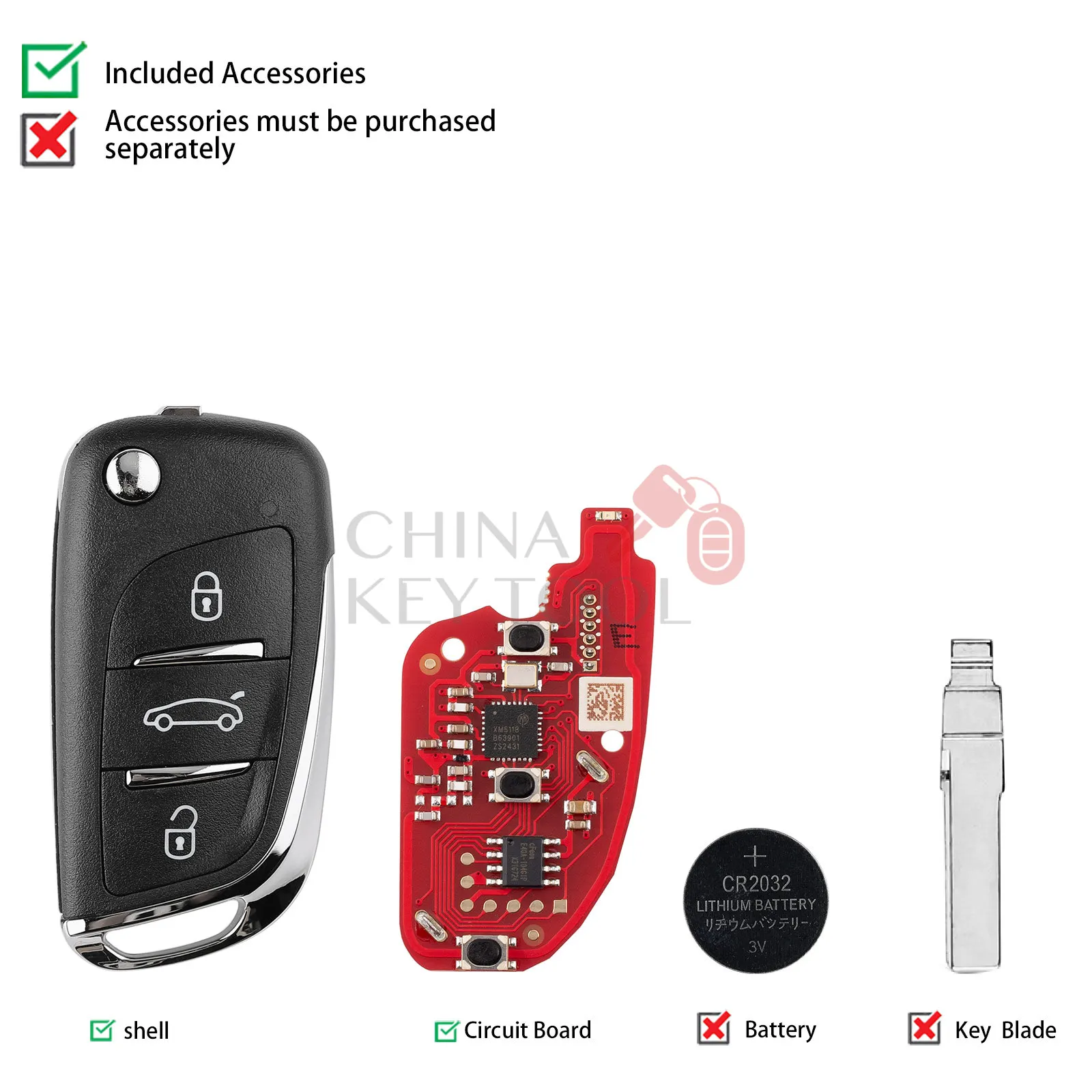 Chiave telecomando Xhorse di seconda generazione a 3 pulsanti XKDS20EN