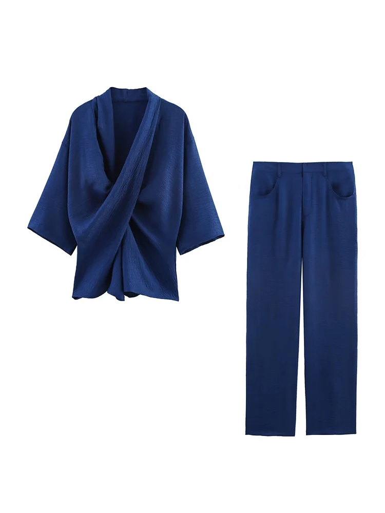 

2025 Women Summer Pants 2-Pieces Sets Fashion Solid Loose Linen Blouses Tops and Trousers Female Elegant Street Two Suits Cloth