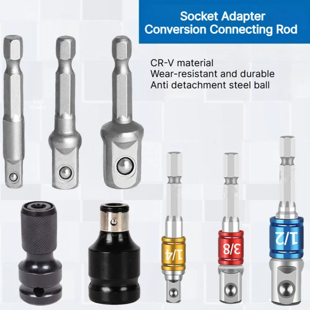 1/4 3/8 1/2 Inch Hex Shank Drill Bit Socket Adapter Conversion Connecting Rod Electric Drill Wrench Impact Driver Extension Bar