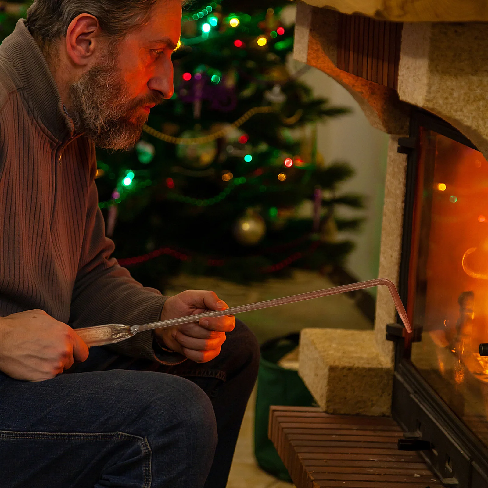 1 conjunto de ferramentas para lareira portátil, fácil armazenamento, ferro, gancho de fogo, pá de carvão para lareira de inverno, fogão, precisa de ferramenta de fogo