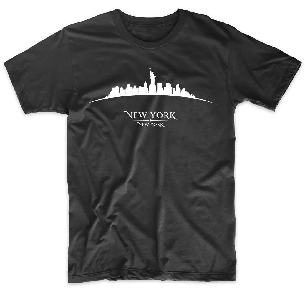 New York City Cityscape Downtown Skyline T Shirt Men'S Statue Of Liberty