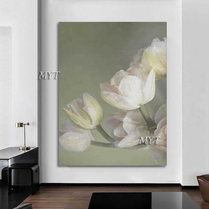 

Abstract Acrylic Canvas Artwork Painting With Unframed Modern Art Large Beautiful White Jasmine On The Branches Wall Picture