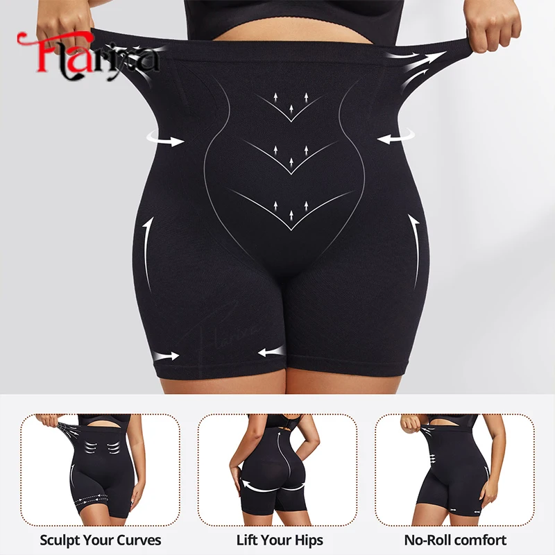 

Flarixa Plus Size Women High Waist Panties Tummy Control Body Shaper Shorts Seamless Thigh Slimmer Shapewear Butt Lifter Black