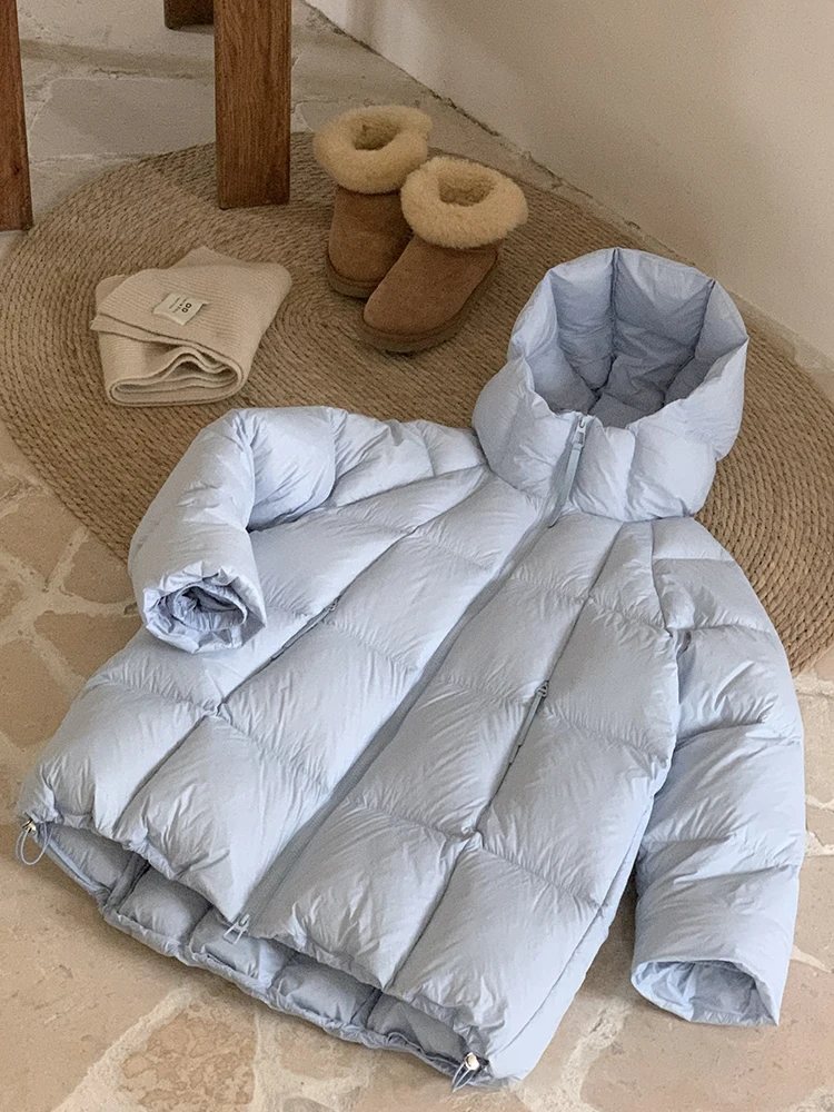 Winter Verdicken Mit Kapuze Unten Jacke Für Frauen Einfarbig Alle Spiel Weiche Zipper Jacken Gerade Bein Lose Pendeln Top