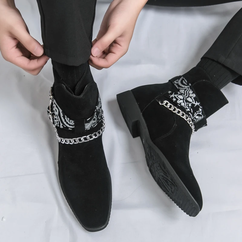 

Brand Business Office Daily Commuting Boots Classic Retro Style Street Fashion Leather Boots Mens Cow Suede Casual Chelsea Boots