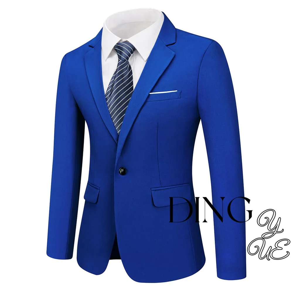 Costume 3 Pièces pour Homme, Coupe Cintrée, Couleur Unie, Tenue d'Affaires Décontractée, Formelle, Banquet, Travail, Style Britannique, Robe de Soirée (Blazer + Gilet + Pantalon)