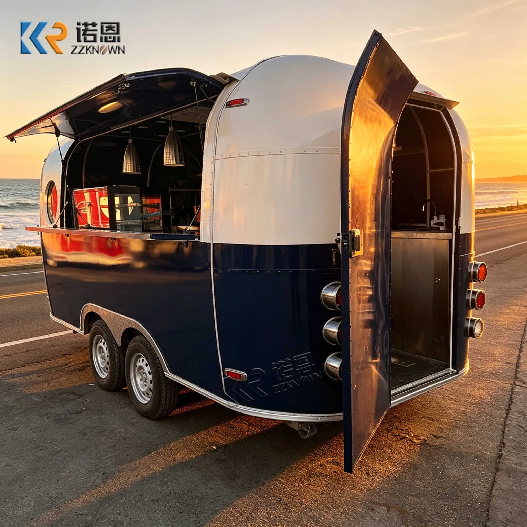 

CE Certified Mobile Food Truck Kitchen Trailer Catering Street Vending BBQ Burger Coffee Ice Cream Food Trailer For Sale