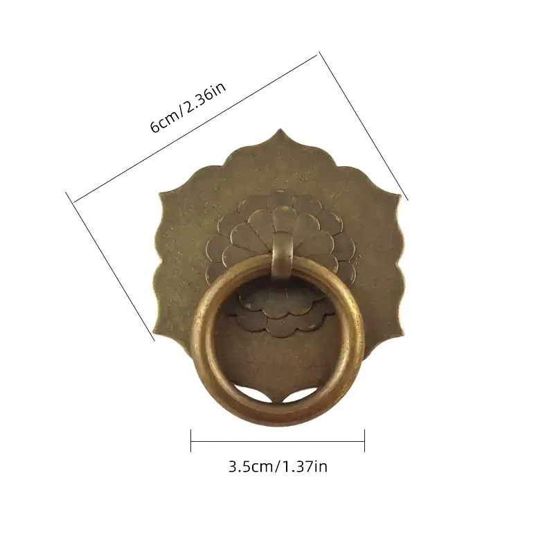 

2Pcs Brass Ring Handles, Vintage Lotus Decorative Handles, Home Decorative Drawer Pulls