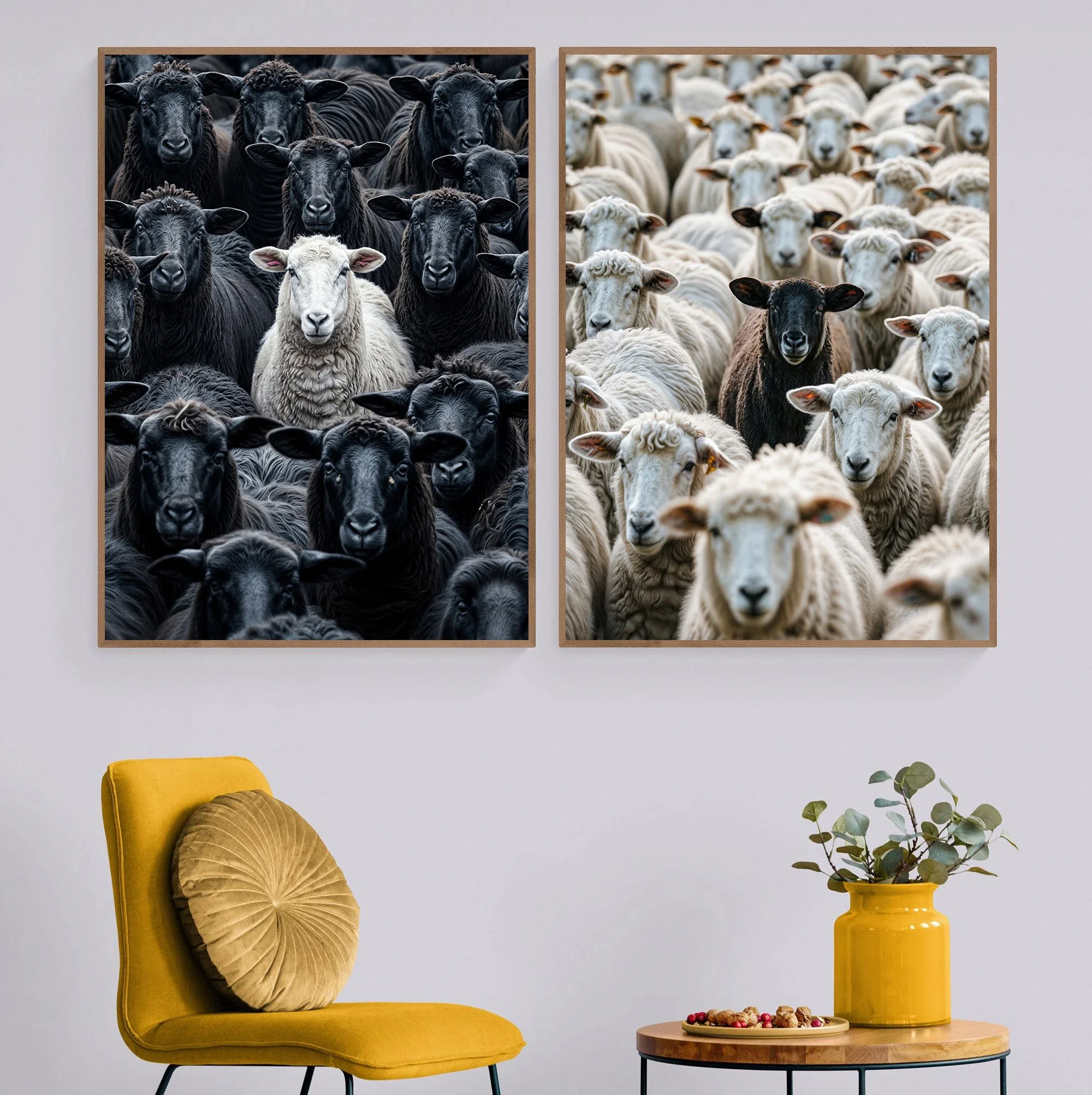Frameless Canvas Painting Modern Black White Sheep Animal Portrait Photography Art Poster Canvas Paintings Wall Art Pictures Off