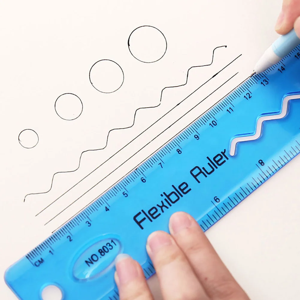 

4Pcs Durable Multifunctional Rulers Flexible Soft Drawing Tools Convenient Bendable Kids Ruler Household Clear Supplies