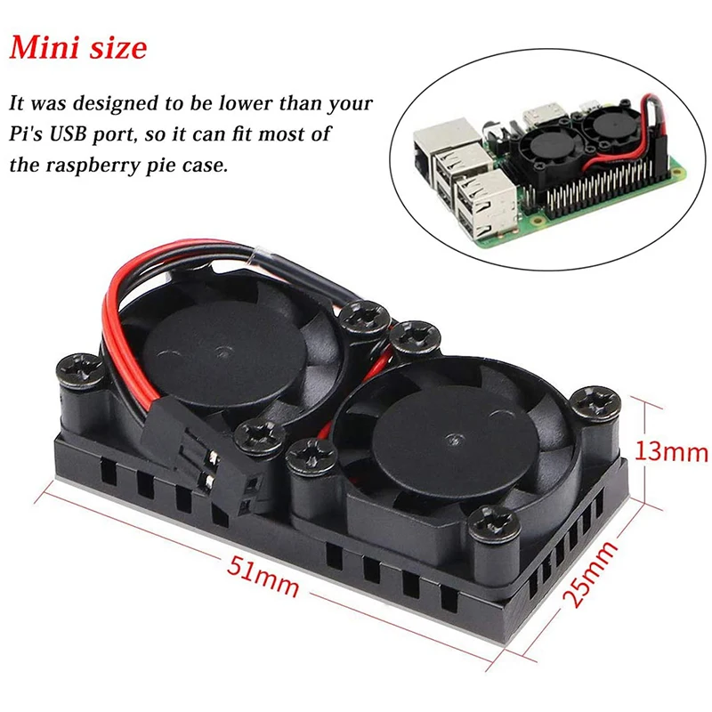 Raspberry Pi 4 Dual Fan Active Cooler CPU RAM مشعاع تبريد من السيليكون وسادة حرارية لـ Raspberry Pi 4B 3B+ 3B