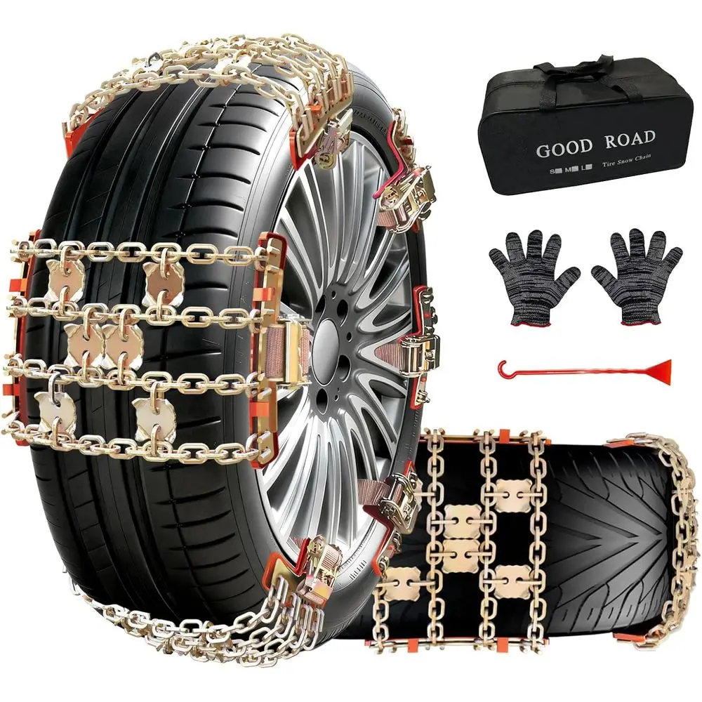 

Adjustable Portable Snow Tire Chains for Car, SUV, and Pickup Trucks, Suitable for Tire Width 225-285mm, 6 Pieces Set