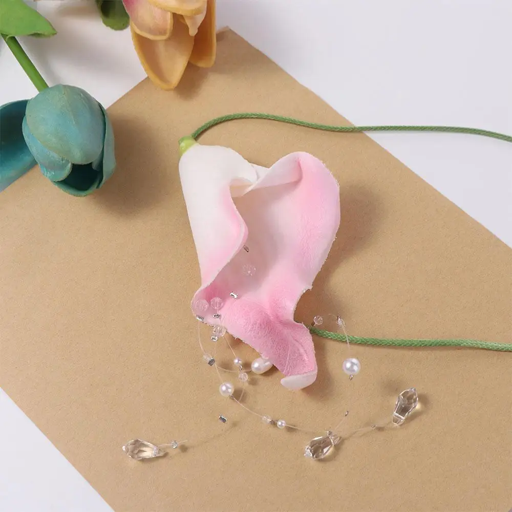

Fresh Exaggerated Flower Necklace Wax Rope Lace Up Flower Choker Tassel Pearl Floral lavicle Chain Photograph
