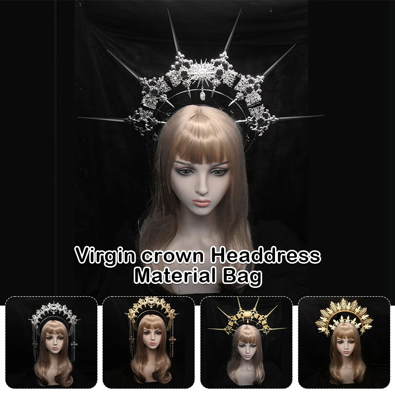 Vintage Lolita Tiara Crown Church Mary Sun Goddess Halo Crown Goddess Gothic Baroque Tiara Unfinished DIY Material Package