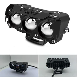 Motorcycle LED Spotlight Dual Color Hi/Low Beam Fog Lamps for Car Trucks SUV UTV 12V 24VMini Lens Headlight Driving Light