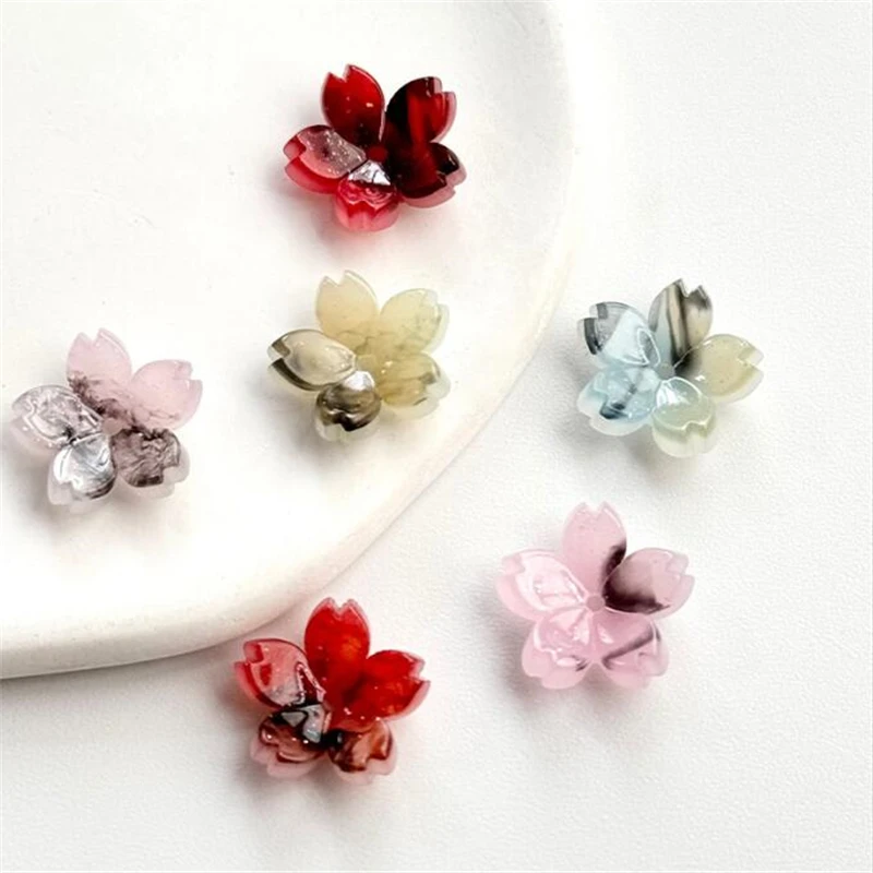 New high quality acrylic beads acetic acid 15mm flower charm connectors for diy earrings hair jewelry making accessories