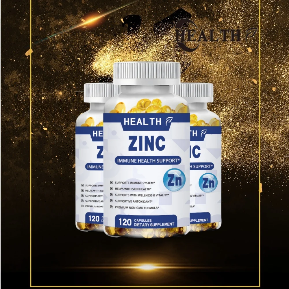 HEALTH Zinc 50mg Supplement 120 Vegetarian Capsules, Zinc Highly Absorbable Supplements for Immune Support, Gluten Free