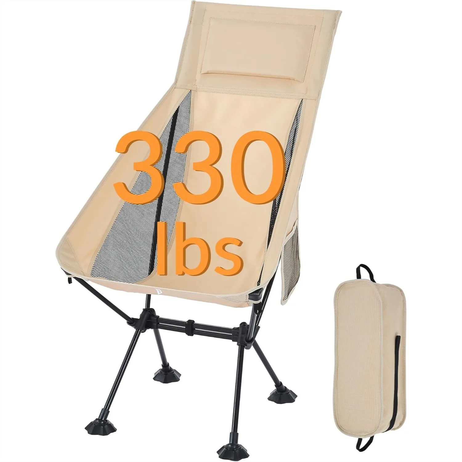 

Lightweight Camping Chair for Adults with Wide Seat, Head Support, and Storage Bag for Backpacking Hiking