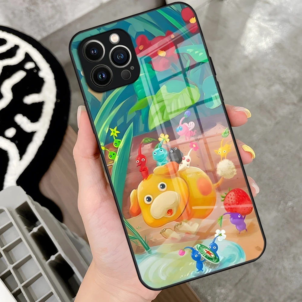 P-Pikmin 4 Game Phone Case for iPhone 15 Pro 14 13 12 11 Mini X XS XR Max 6 8 Plus SE 2020 Glass Design Cove