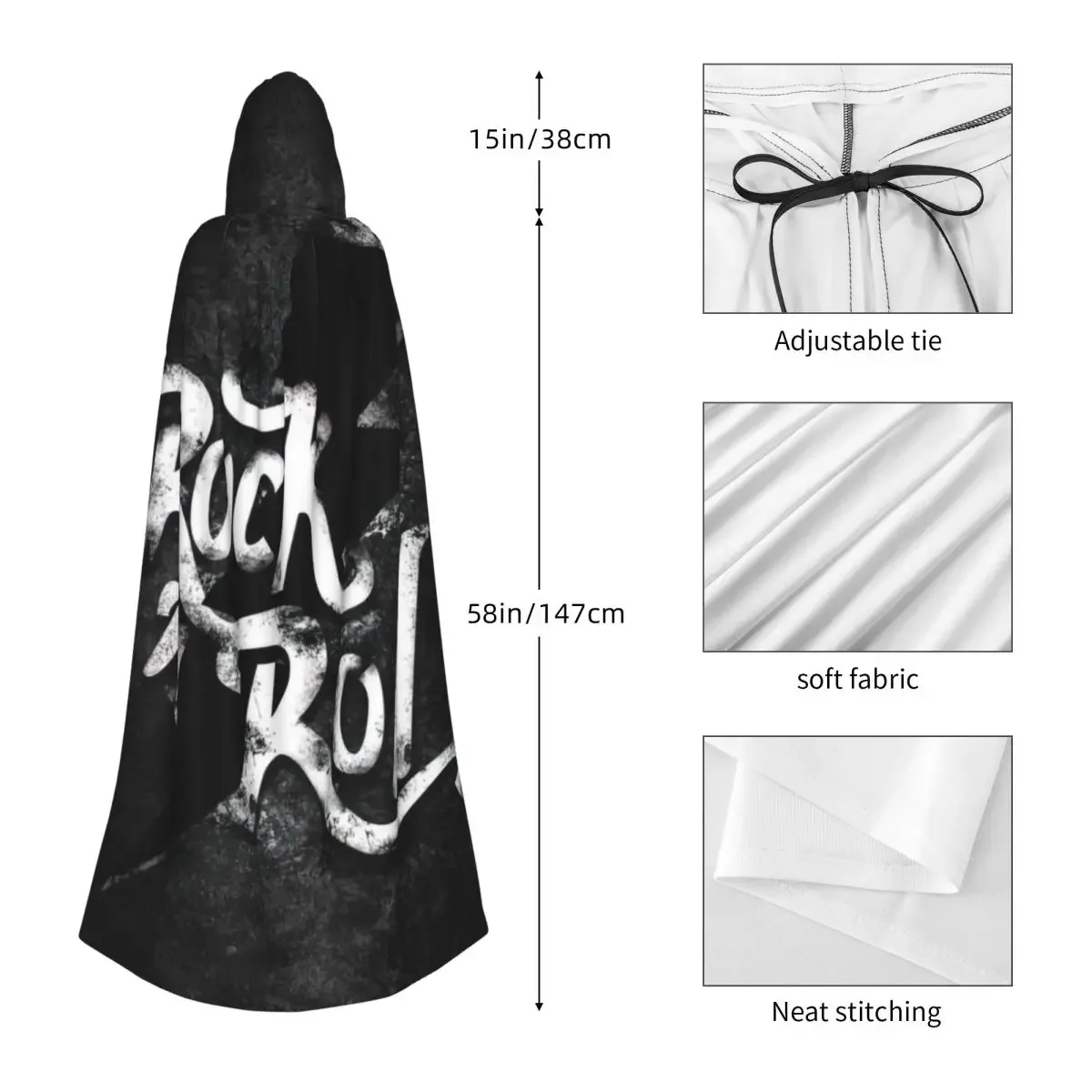 Heavy  Rock Hooded Cloak Halloween Party Cosplay Woman Men Adult Long Witchcraft Robe Hood