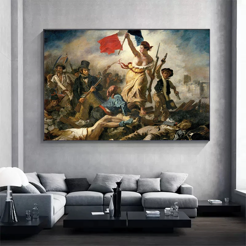 Artist Eugene Delacroix Liberty Leading The People Poster Canvas Painting French Revolution Marianne Wall Art Room Home Decor - view 2