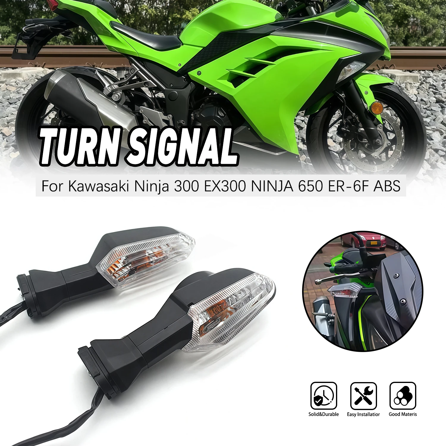 

Motorcycle 1 Pair Turn Signal Lights Shift Light Blinker Indicator Flashers For Kawasaki Ninja 300 EX300 NINJA 650 ER-6F ABS