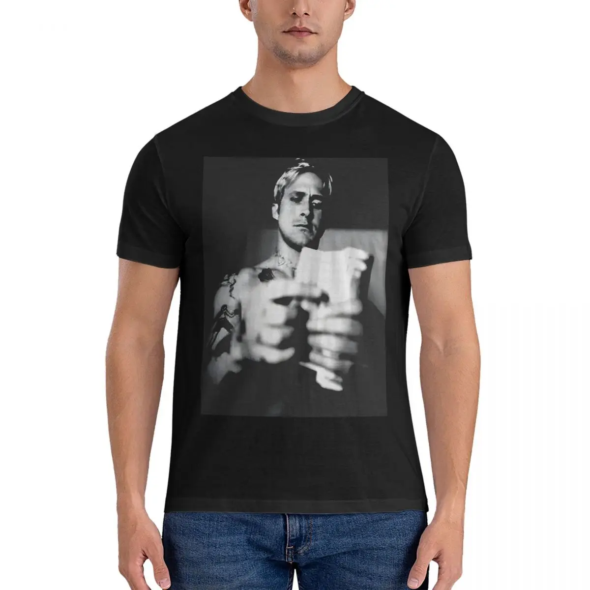 Men's T-Shirts Shirtless With Fashion Cotton Tees Short Sleeve Ryan Gosling T Shirts O Neck Clothes Printed