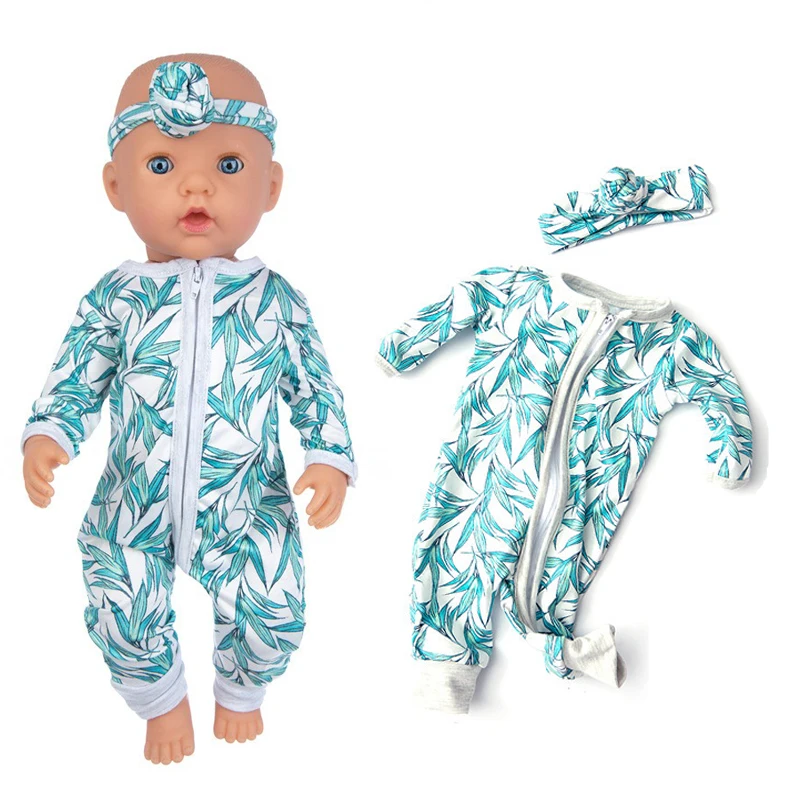 

40cm 43cm Baby Doll rompers Clothes Hair Ribbon Suit new born bebe doll Accessories For children Gift