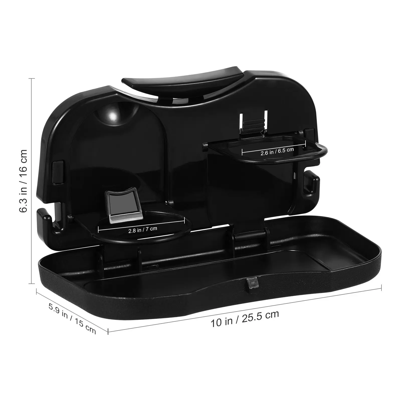Foldable Car Food Tray Table for Seat Back 2 Cup Holders Multipurpose Flat Surfaces Compact Space Saving Organizer for Bottles view 5