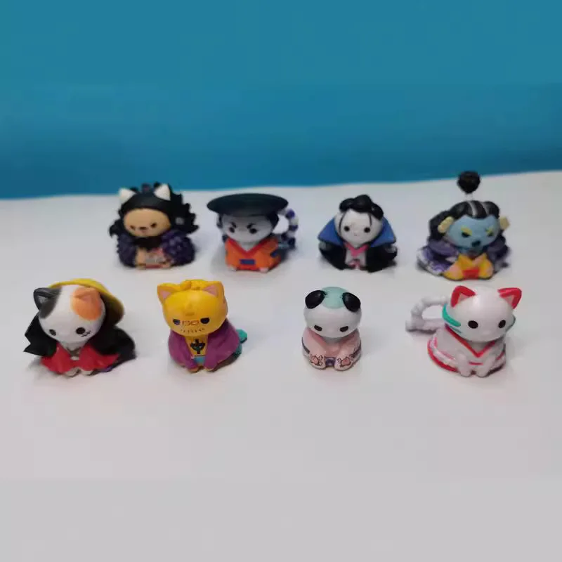 8pcs Anime One Piece Q Version Pirate Cat Luffy Sanji Ace Chopper Zoro PVC Action Figures Cake Decoration Model Toys for Gifts