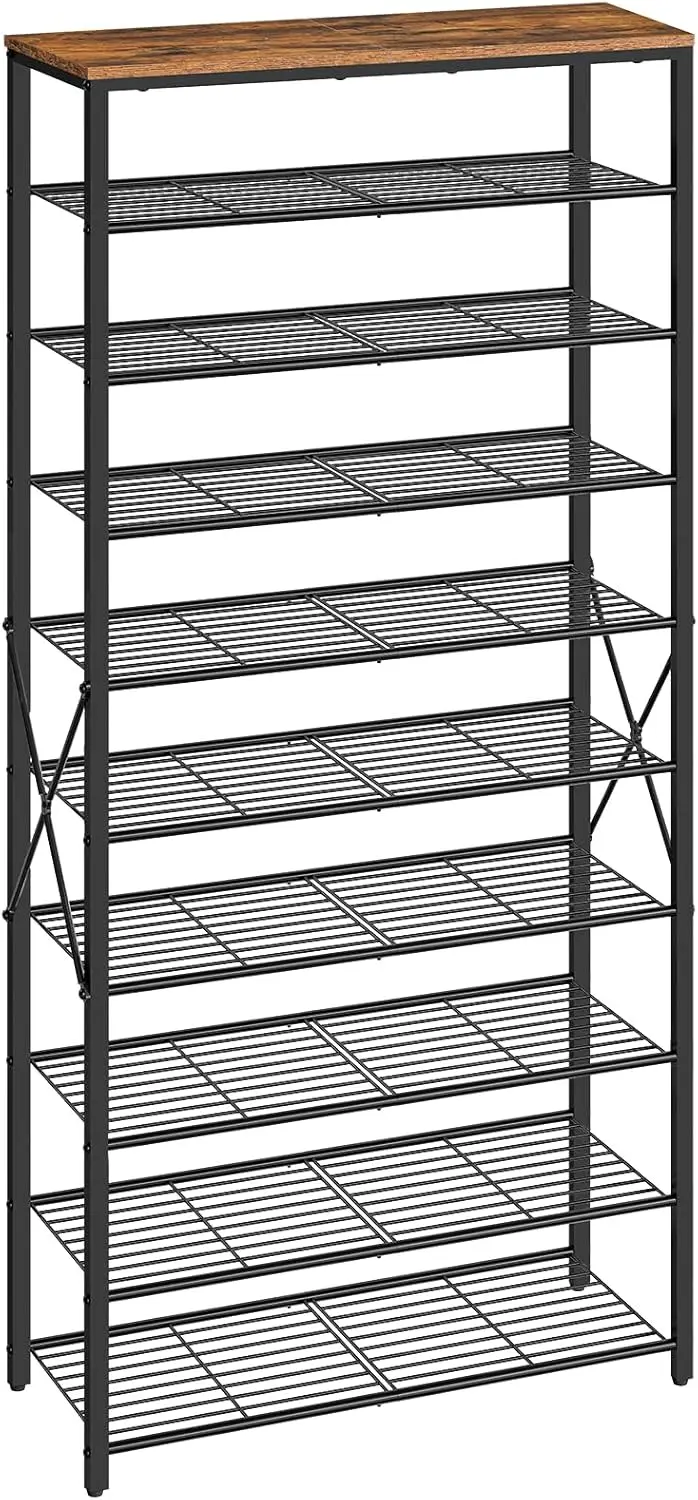 

10-Tier Shoe Rack For Front Door Entrance, Shoe Shelf And Storage, Holds 36-40 Pairs, Metal Frame, Closet, Entryway, Hallway,