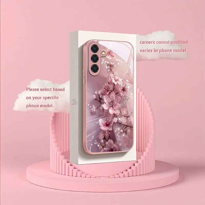Pink Cherry Blossom Pattern Phone Case for Samsung Galaxy S26/S25/S24/S23 Ultra /S22 Ultra/S20 Ultra/56/A72/A73 5G