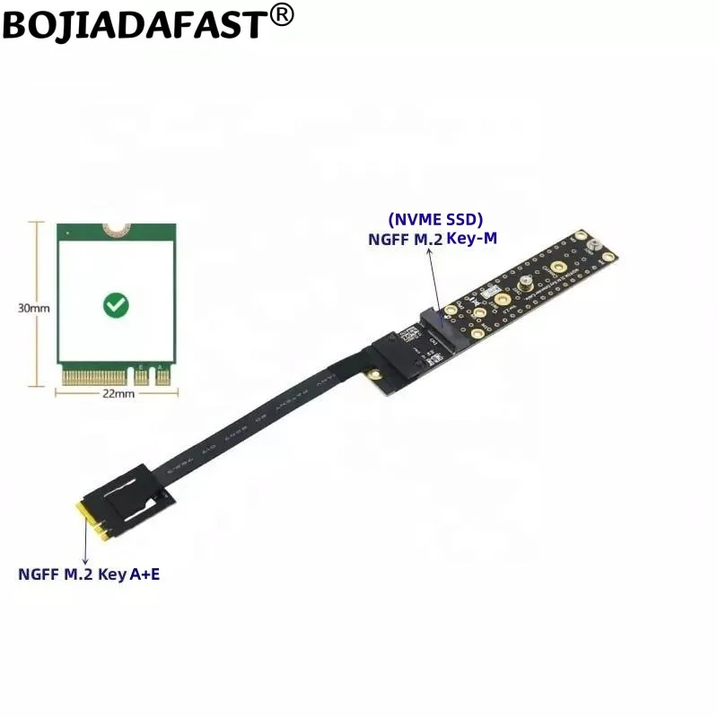 

NGFF Key A+E To M.2 Key-M 2260 2280 NVME SSD Adapter Card + Data Cable 20CM 30CM 40CM 50CM 60CM 70CM 80CM 90CM 100CM