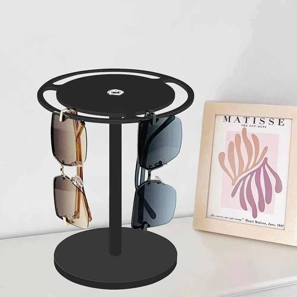 

New Acrylic Glasses Display Stand 360-Degree Rotating Sunglasses Holder Round Thickn Eyewear Display Rack Desktop