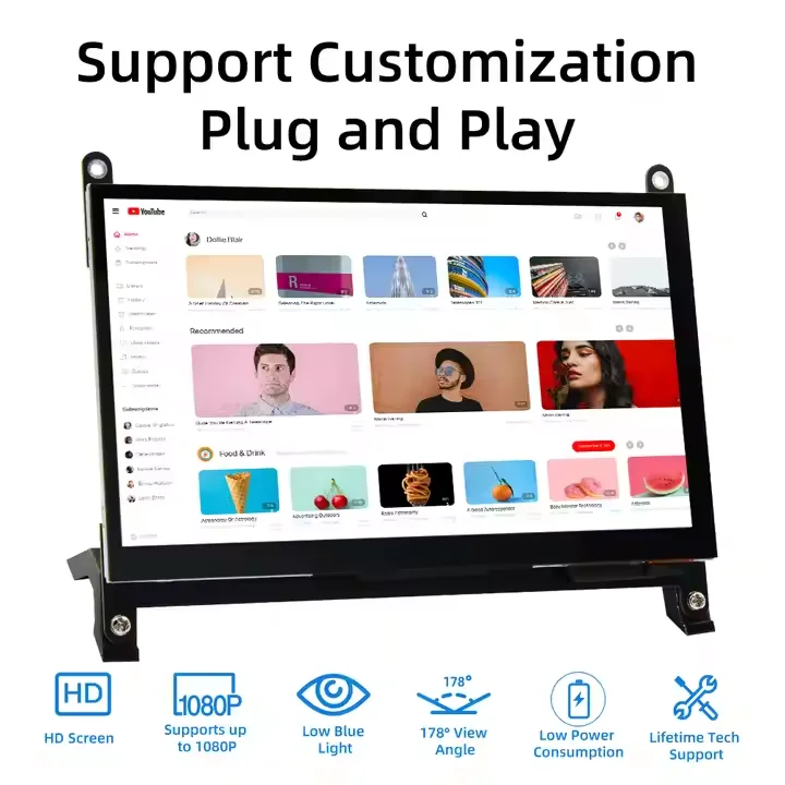 Hot Sale 7 Inch IPS Capacitive Touch Screen Display Panel 1024*600 Resolution for Raspberry Pi Orange PI High Visibility LCD