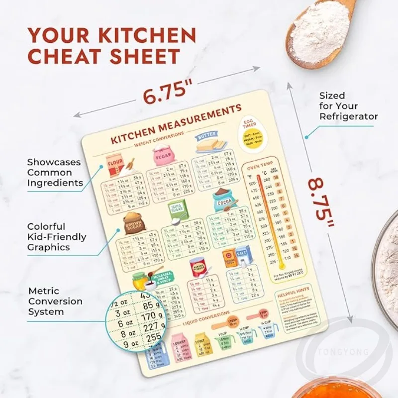 Kitchen Conversion Chart Magnet Metric Cooking Chart Cute Baking Accessories Easier Cooking