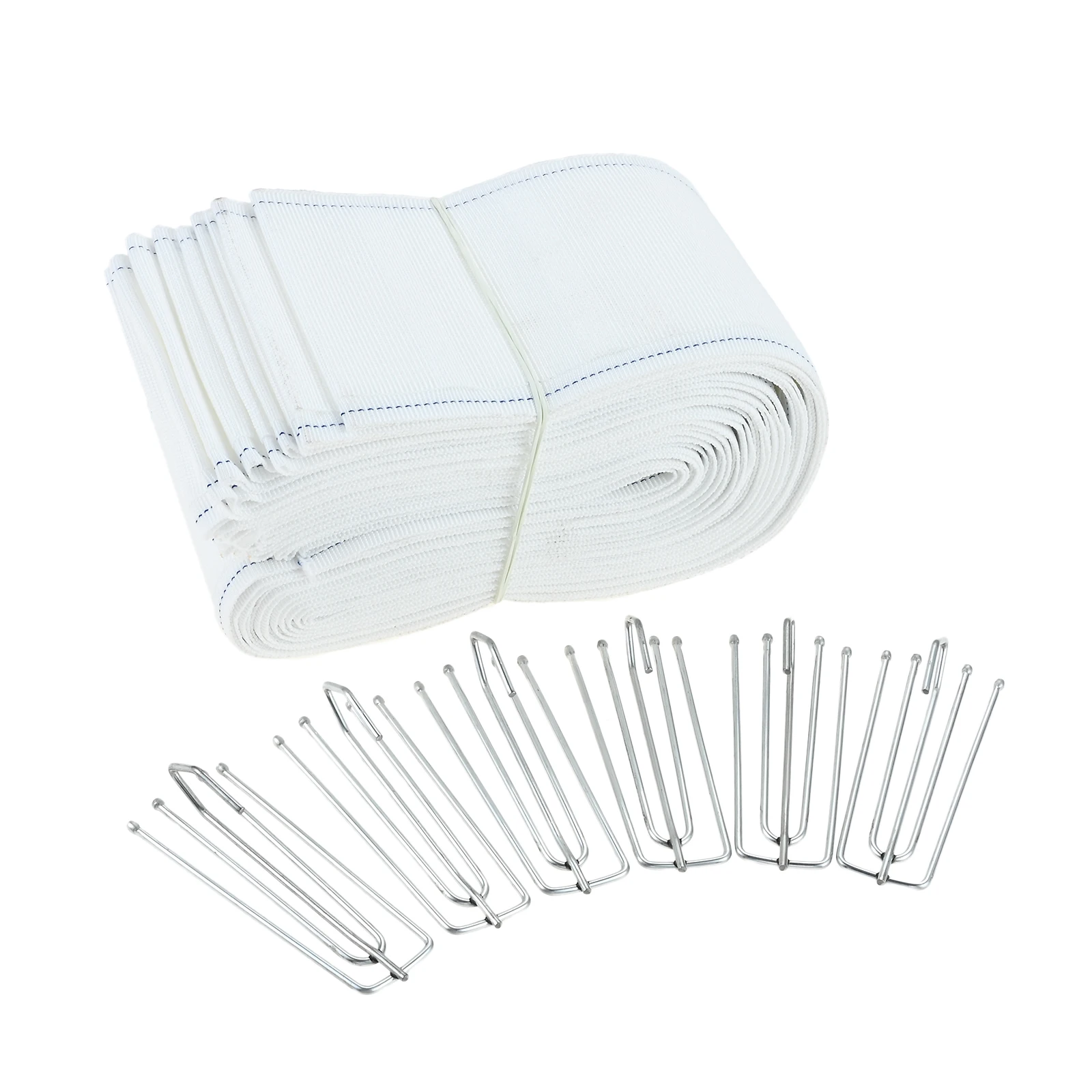 1Pc Curtain Pleat Tape White 11 Yards /10 Meters Pleated Tape With 50Pcs Stainless Steel Hooks with 4 Prongs Pinch Pleat Tapes