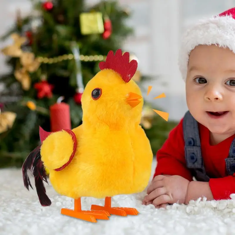 Chodzący kogut zabawka elektryczny kurczak animowana zabawka trzepocząca pluszowa nauka edukacyjna pluszowa lalka dla chłopców dziewcząt dzieci dzieci