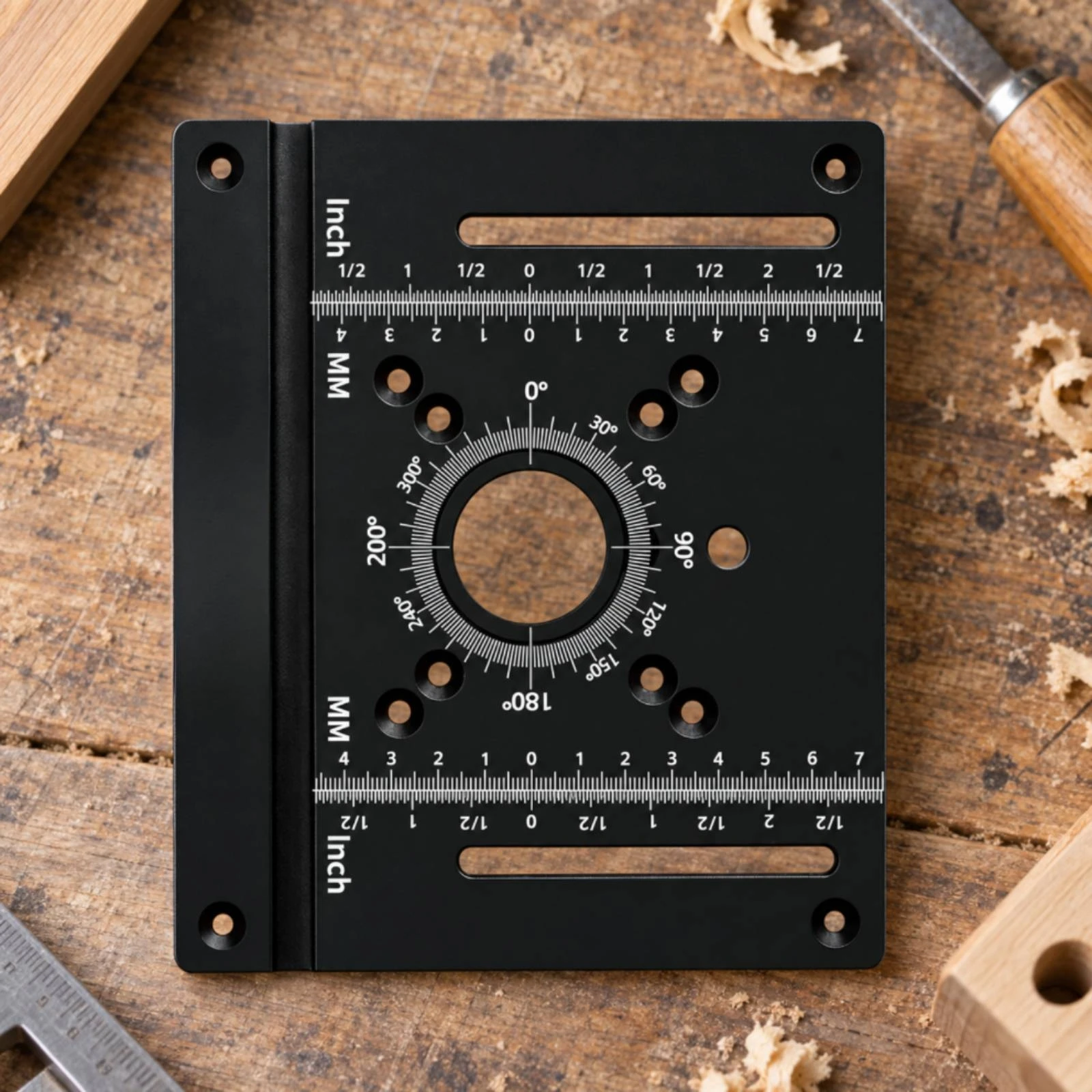 Aluminum Alloy Router Plate with Measurement Graduations Adjustable Woodworking Router Mounting Plate Long-Lasting Flat