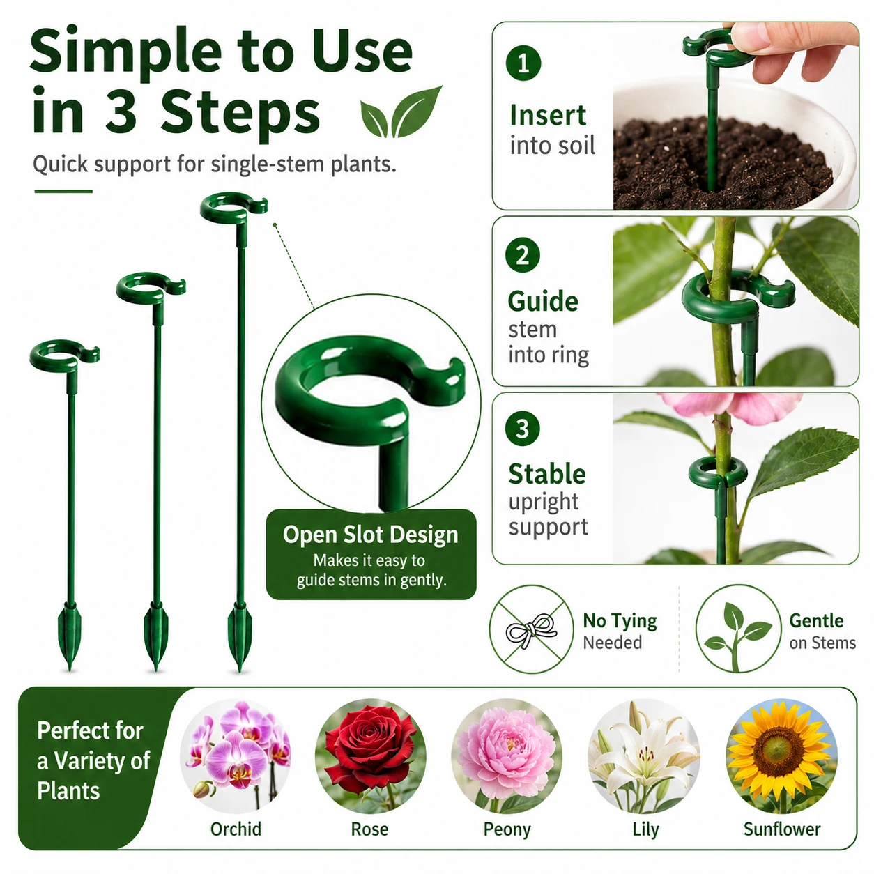Gardening Tools Holder - 5-15개 정원 식물 지지대, 플라스틱 꽃꽂이