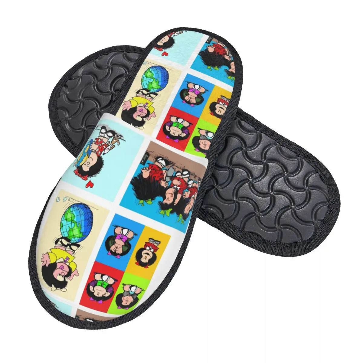 Custom Funny Mafaldas Quino Comics Argentina Cartoon Soft Memory Foam House Slippers Women Cozy Warm Anti-Skid Slipper